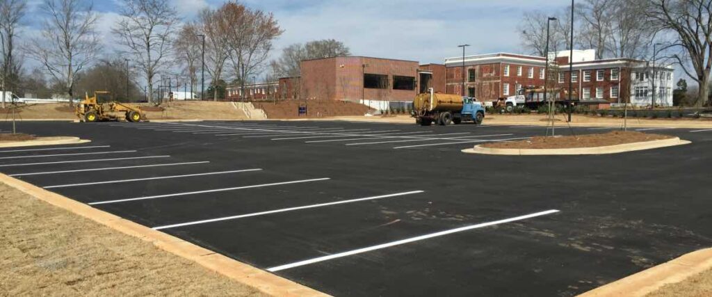 freshly painted parking lot