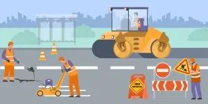 Road Repair Flat Background