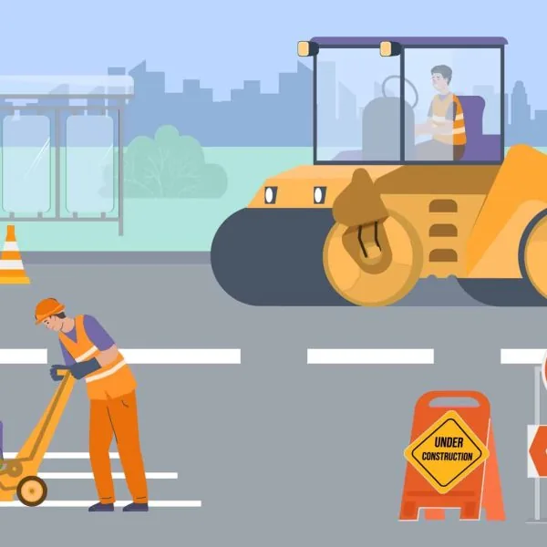 Road Repair Flat Background