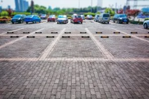 Decorative brick pavers for a parking lot.
