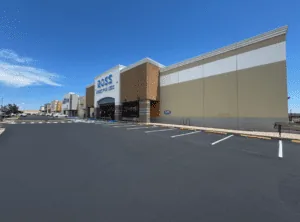 Results from recent parking lot asphalt paving project in front of a Ross store