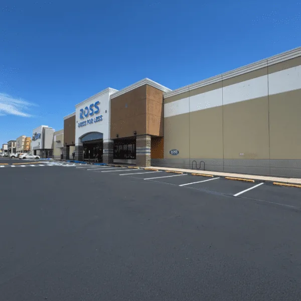 Results from recent parking lot asphalt paving project in front of a Ross store