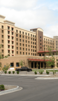 front of a hotel