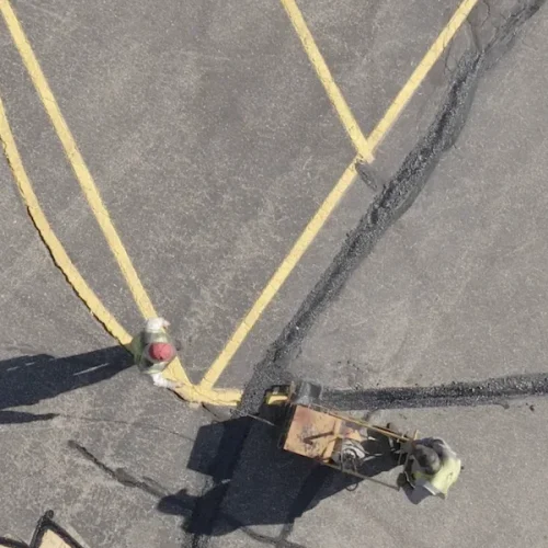 Aerial View of Parking Lot Markings